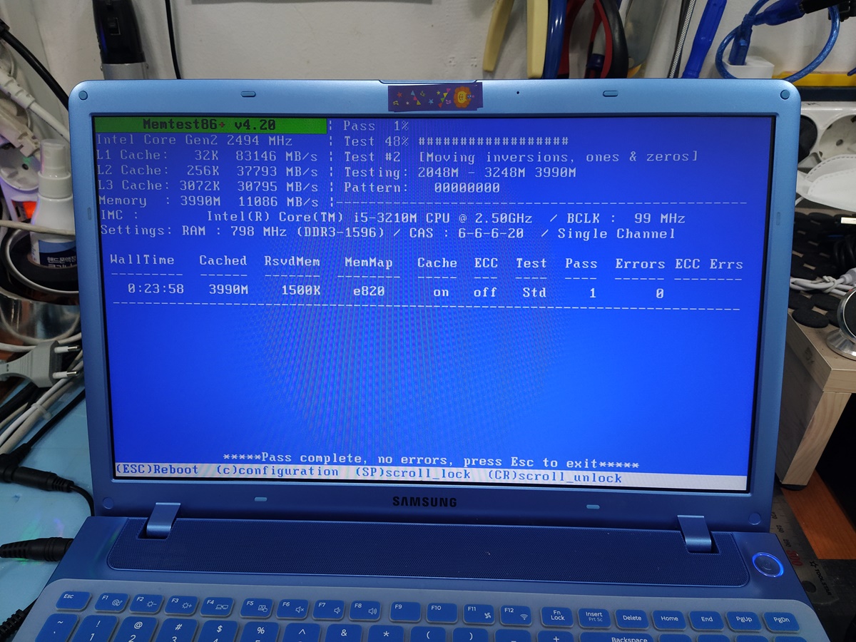 메모리 정상 동작 유무 확인 중 