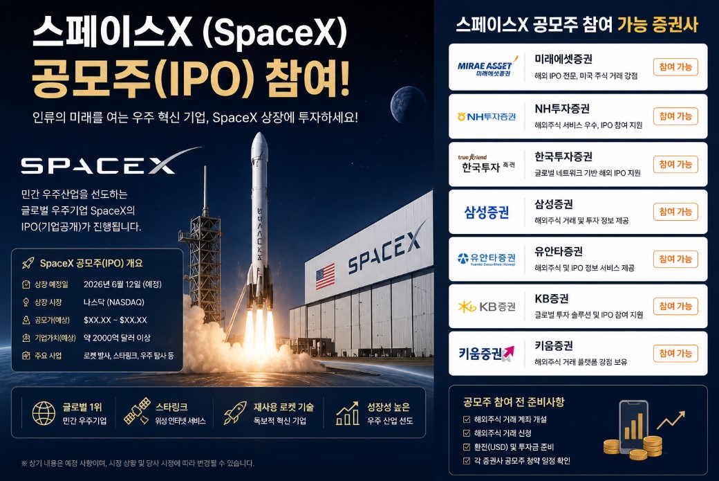 스페이스X 공모주 참여 증권사