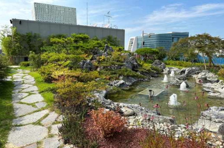 옥상정원 내 연못 사진