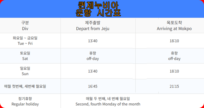 제주에서 목포가는 배편