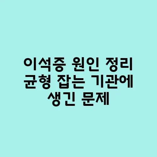 이석증 원인 정리 균형 잡는 기관에 생긴 문제