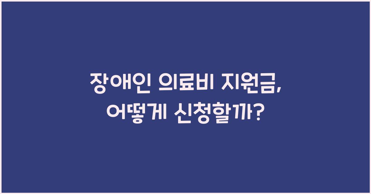 장애인 의료비 지원금