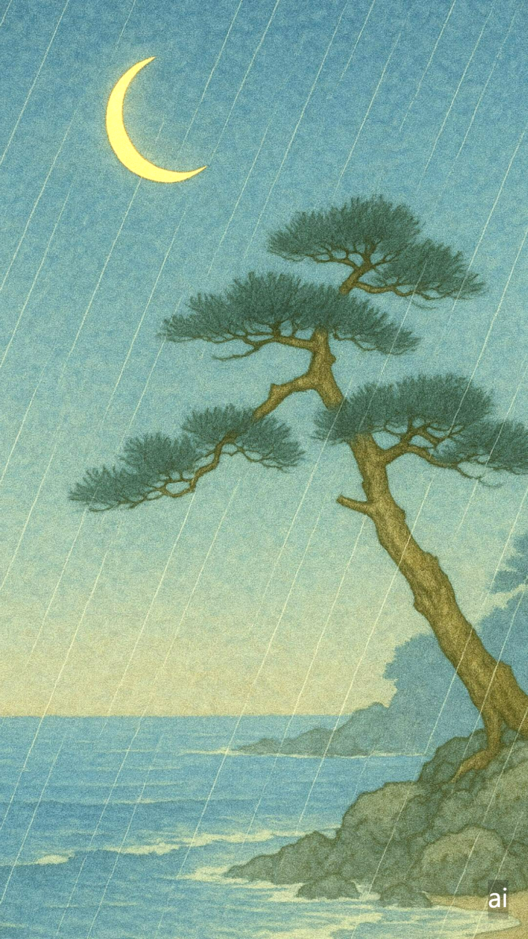 갯가에 내리는 비