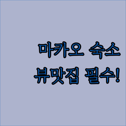 마카오 가족 여행 숙소 추천 뷰 맛집..