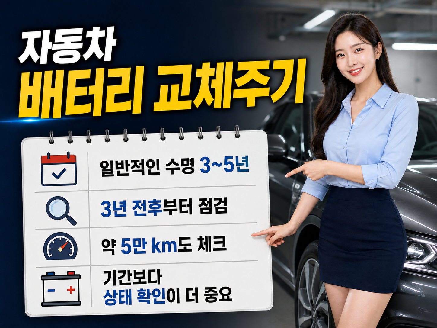 자동차 배터리 단자 부식 하얀 가루와 외관 이상 점검