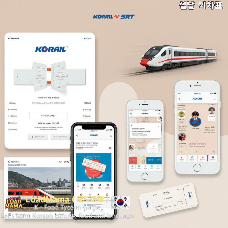 코레일 로고, SRT 로고, 웹사이트 스크린샷, 앱 스크린샷, 기차표 예매