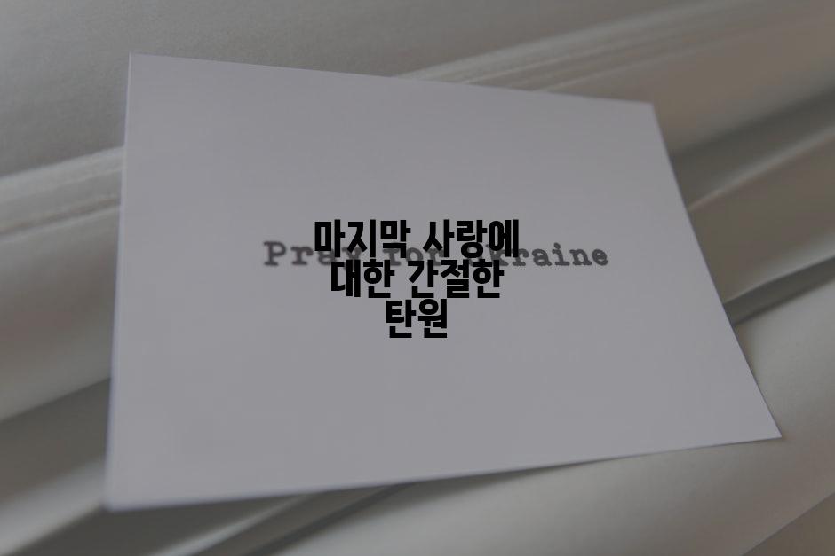 마지막 사랑에 대한 간절한 탄원