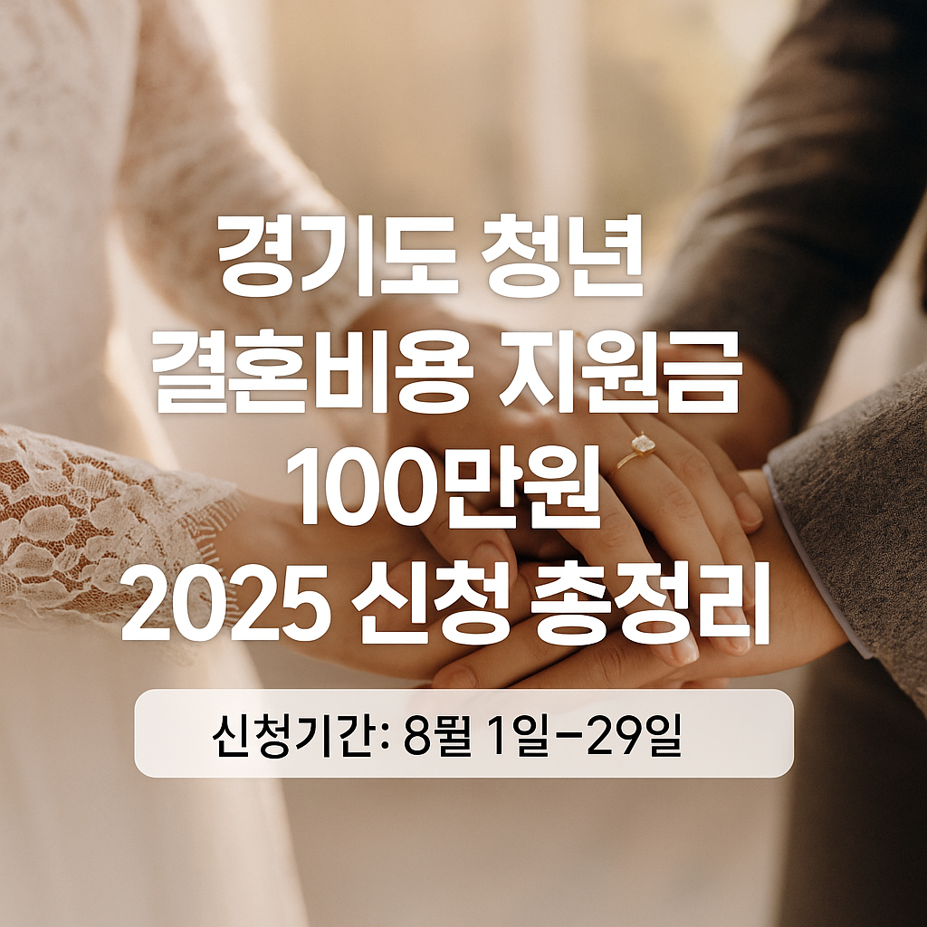 경기도 청년 결혼비용 지원금 안내 썸네일 이미지 &ndash; 2025년 예비부부&middot;신혼부부 대상 현금 100만원 지급 정책 요약