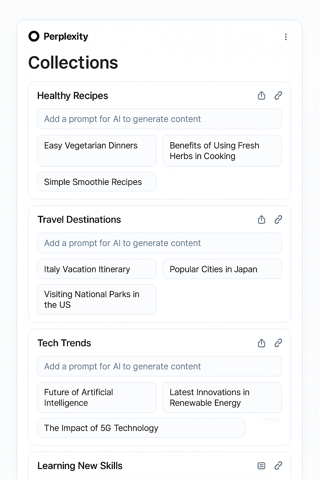 퍼플렉시티 컬렉션(Collections) 기능