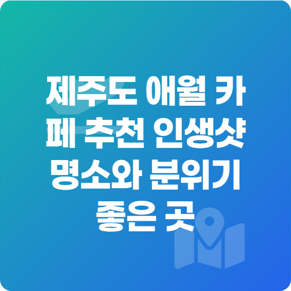제주도 애월 카페 추천 인생샷 명소와 분위기 좋은 곳