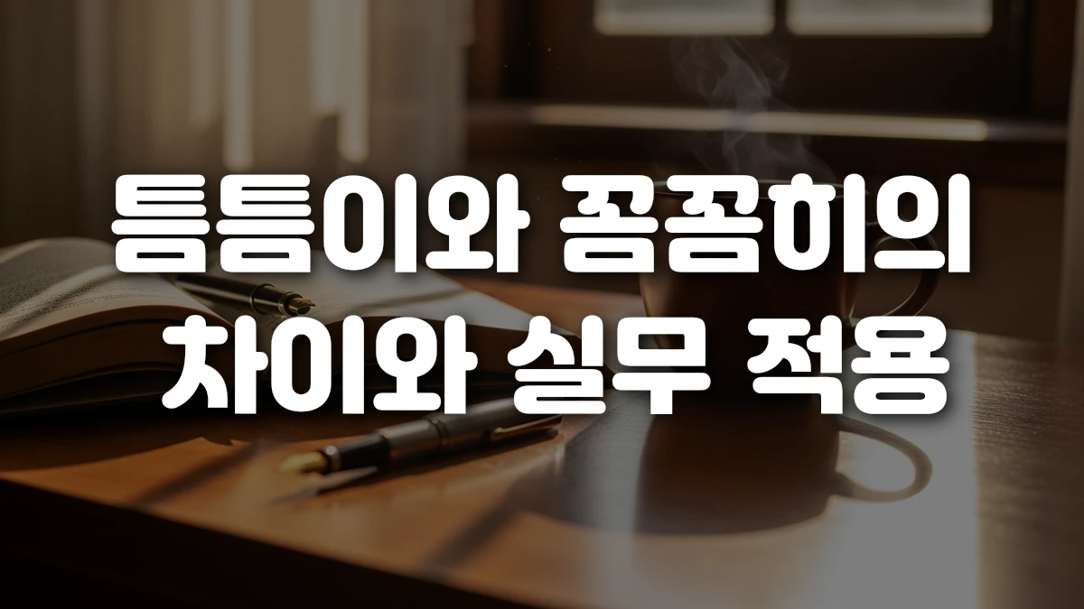 틈틈이와 꼼꼼히의 차이와 실무 적용