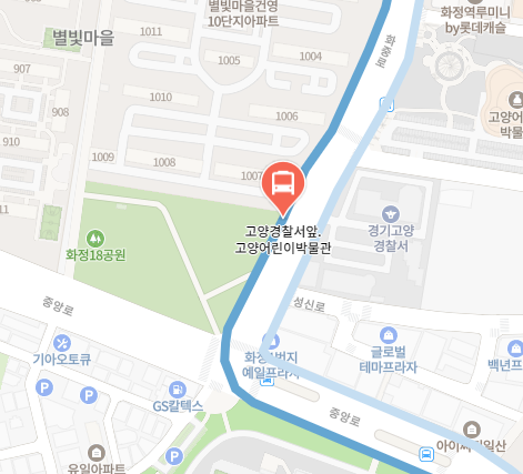 고양경찰서앞.고양어린이박물관에서 인천공항 리무진 공항버스(7400번) 지도 위치