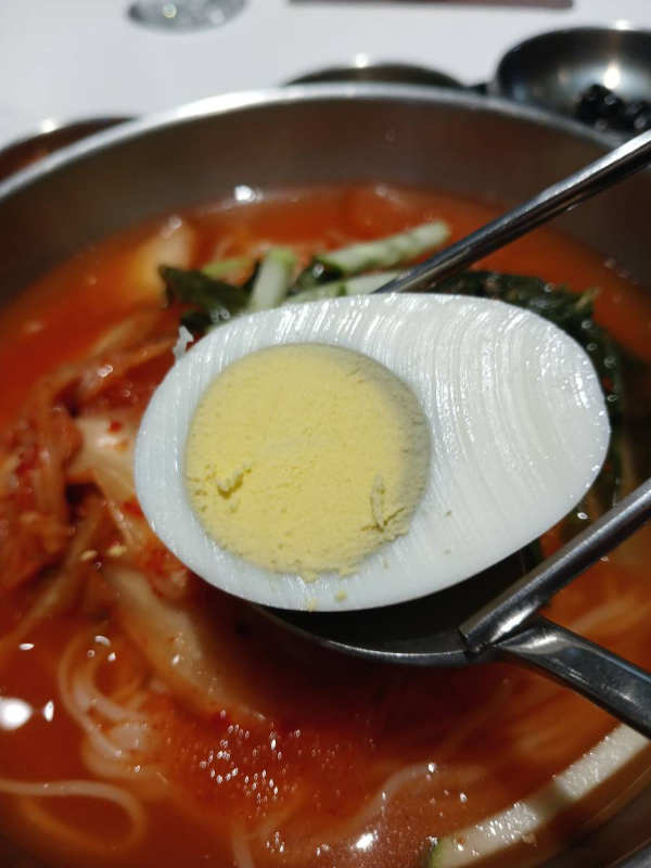 냉김치말이국수 계란반개