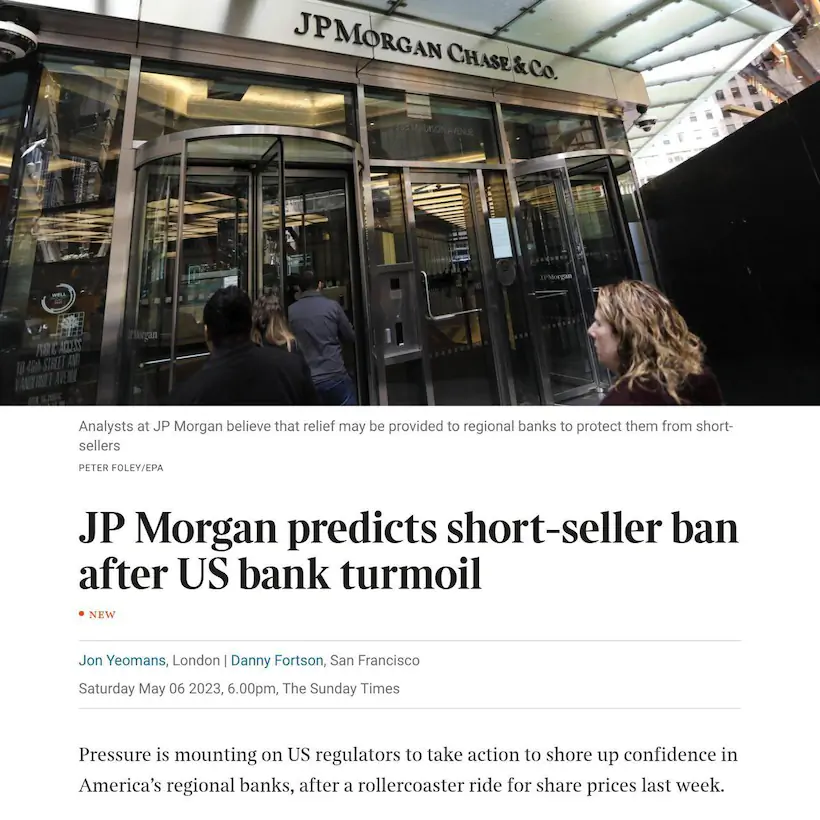 JP모건 은행 공매도 금지