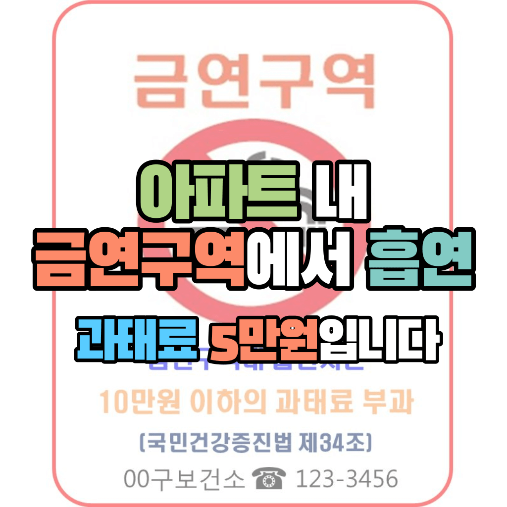 아파트 내 금연구역에서 흡연, 과태료 5만원입니다