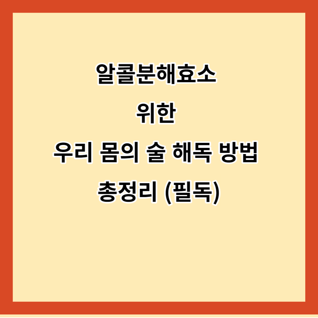 알콜분해효소 위한 우리 몸의 술 해독 방법 총정리 (필독)