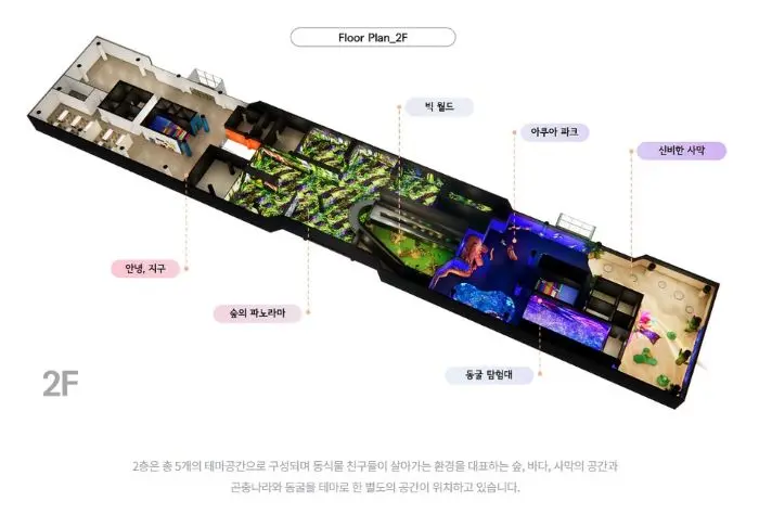 과천 원더랜드의 2층 내부공간 도면