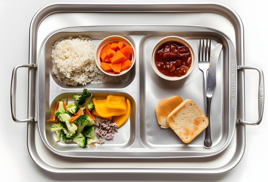 학교 급식 식판 위의 식단 사진