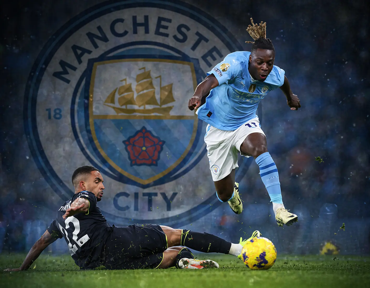 아스널 수비진을 상대로 드리블을 시도하는 제레미 도쿠