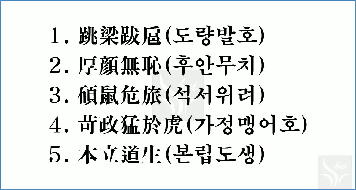 올해의 사자성어 Top 5