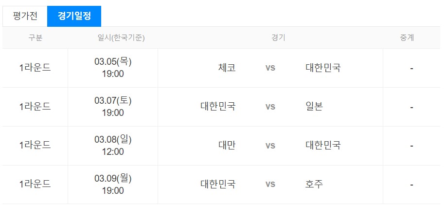wbc일정