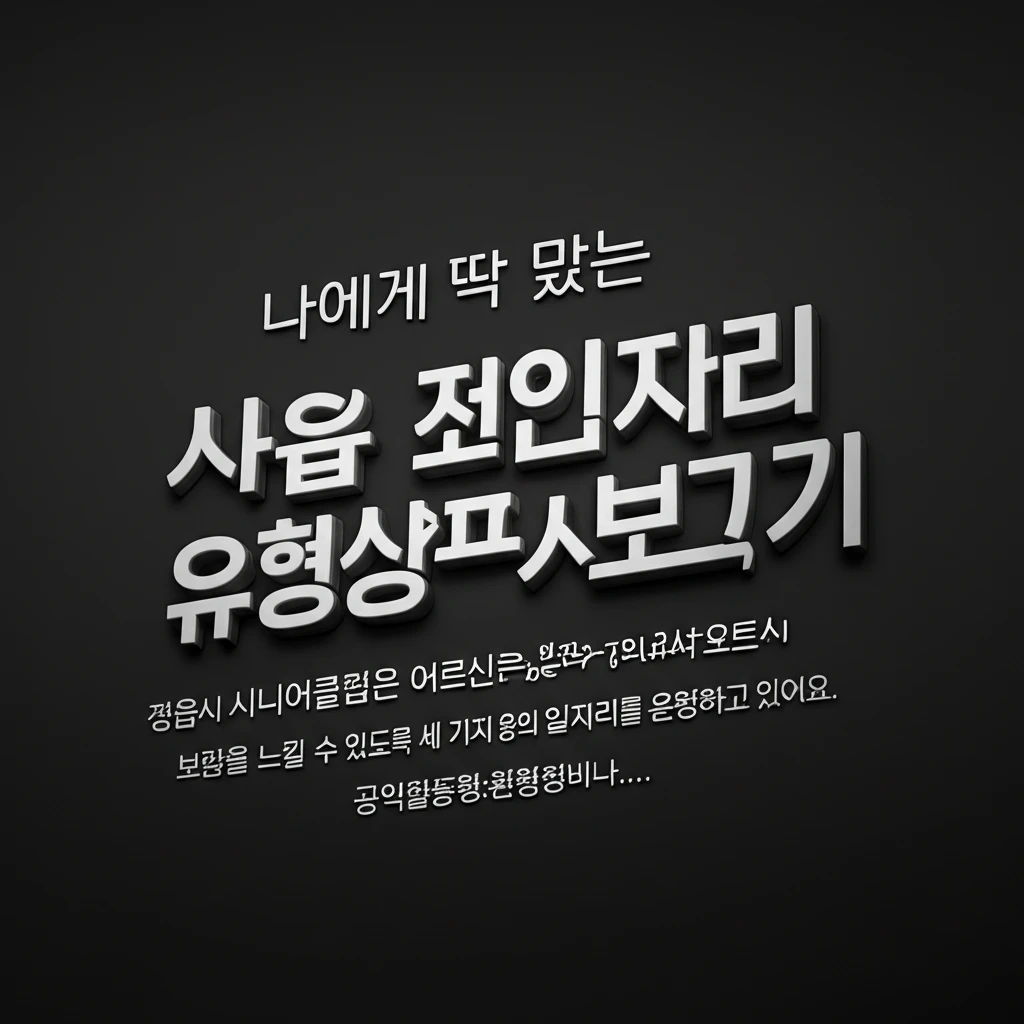 정읍시 노인일자리 월 급여와 근무 시..