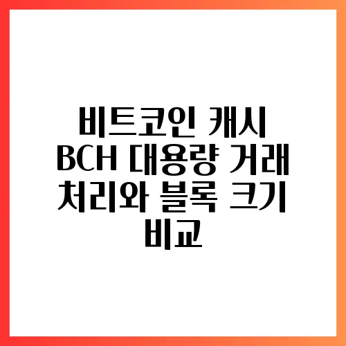비트코인 캐시 BCH 대용량 거래 처리와 블록 크기 비교