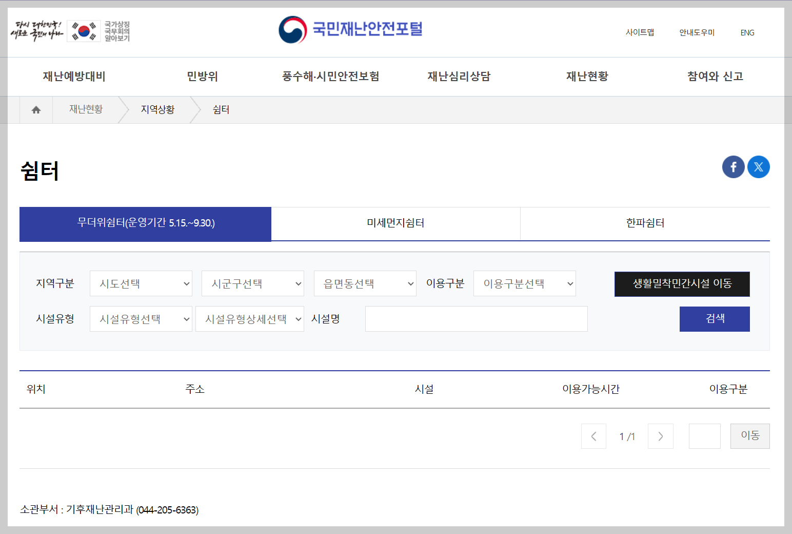 취약계층 보호, 국민재난안전포털, 무더위쉼터 찾기