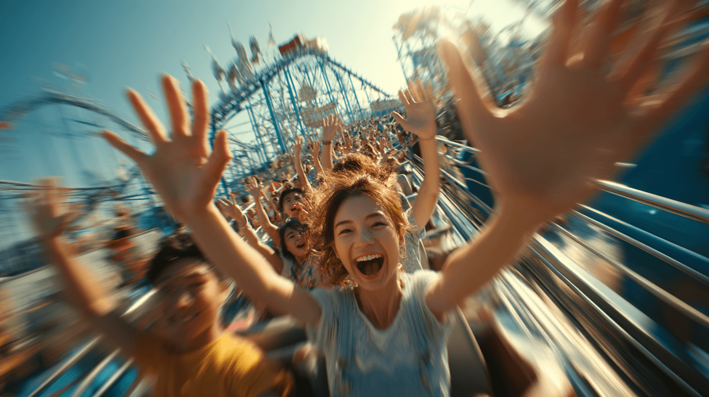 롤러코스터를-타고-있는-사람들