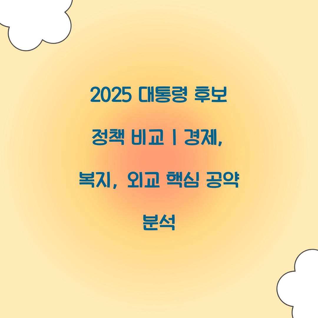 2025 대통령 후보 정책 비교