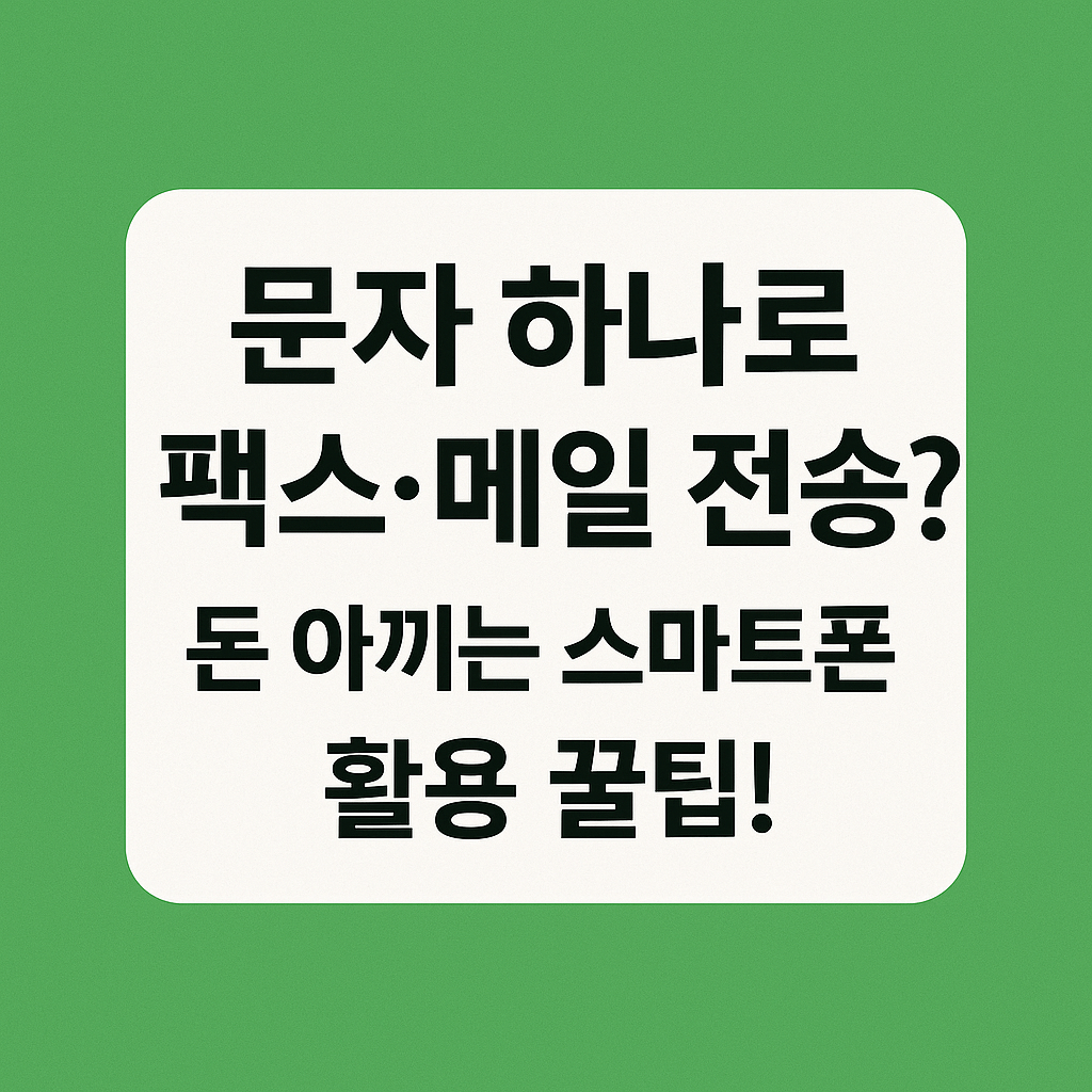 문자 하나로 팩스.메일 전송? 돈 아끼는 스마트폰 활용 끌팀!