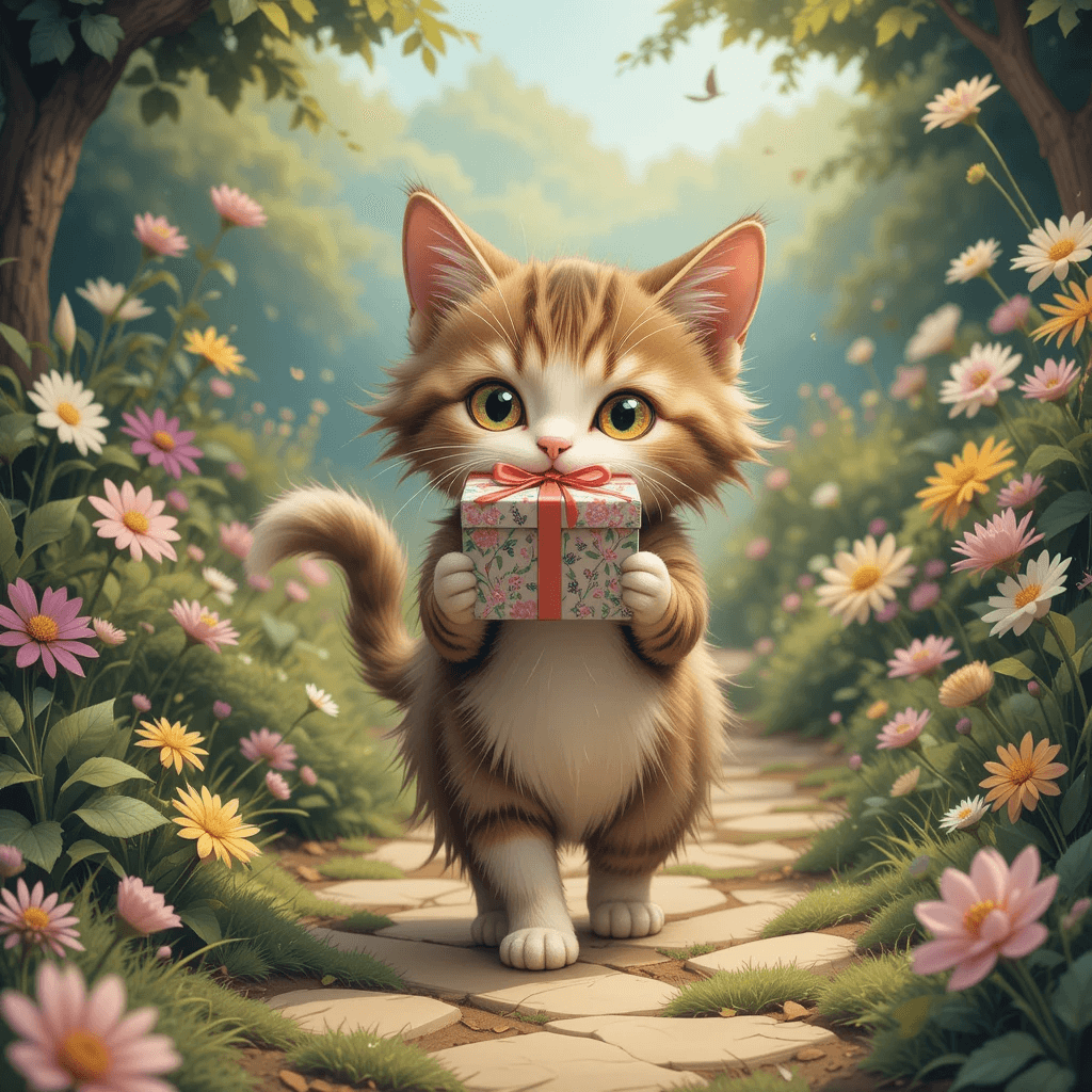 고양이가 나오는 꿈 중 길몽일 때 고양이가 선물을 들고 오는 꿈