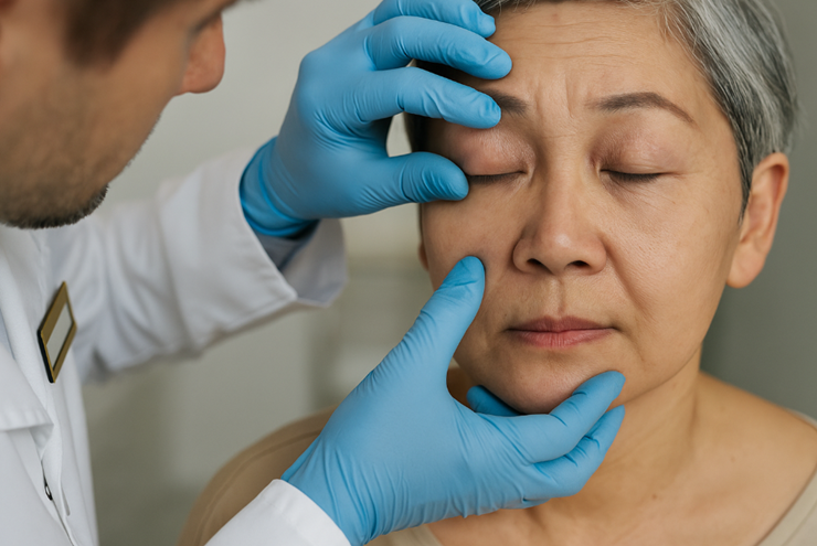 의사간 눈을 체크하는중