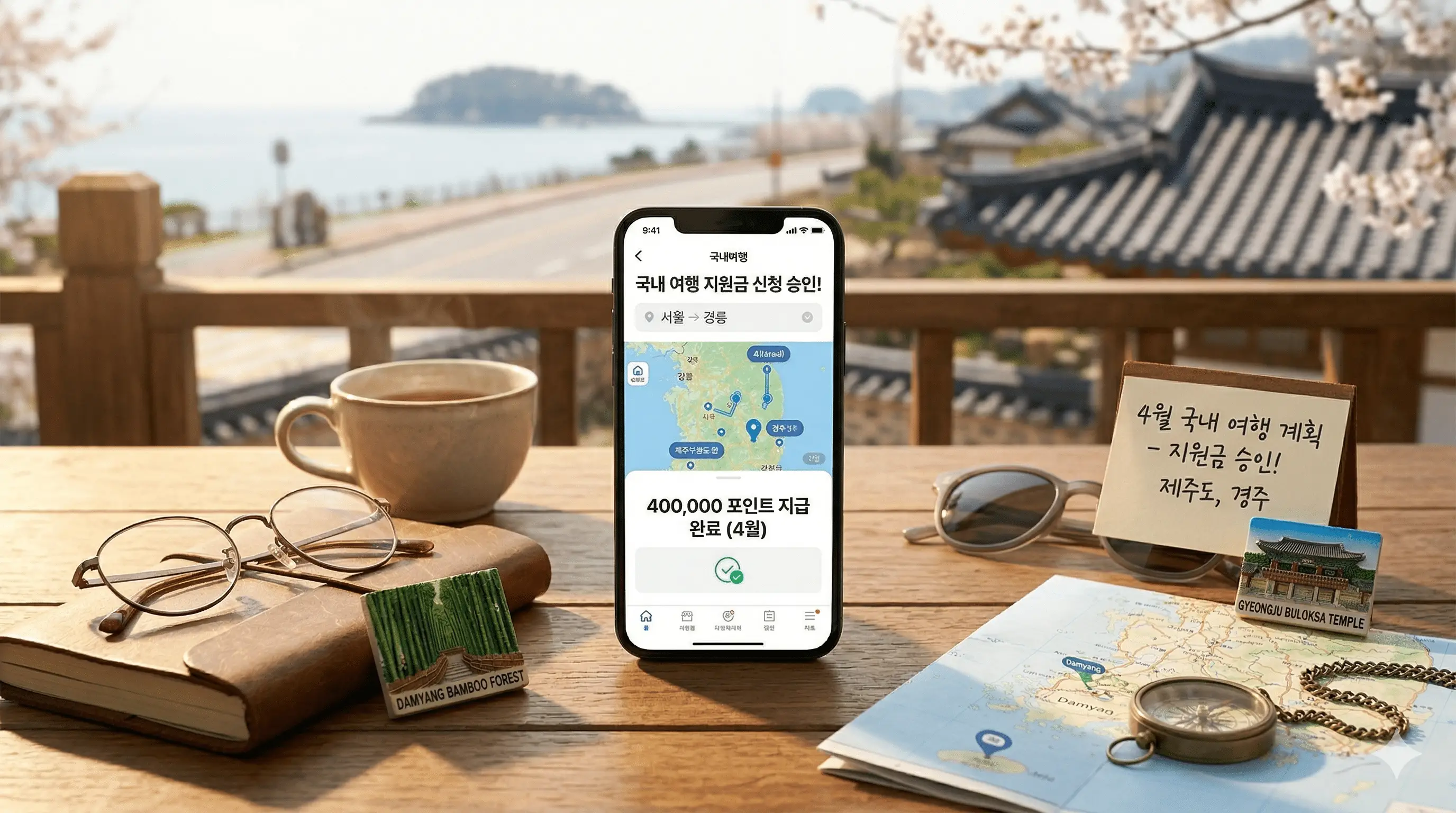 국내여행 지원금 40만원 신청 해안도로 드라이브