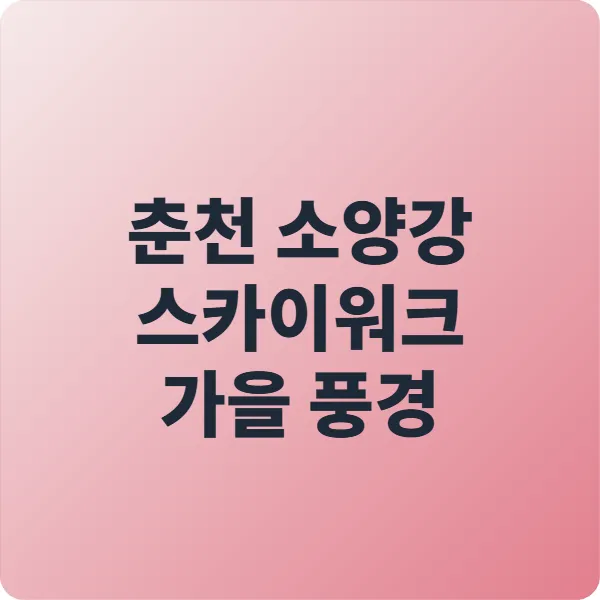 춘천 소양강스카이워크 가을 풍경, 놓치기 힘든 7가지 매력