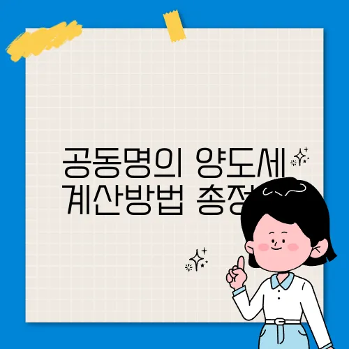 공동명의 양도세 계산방법 총정리