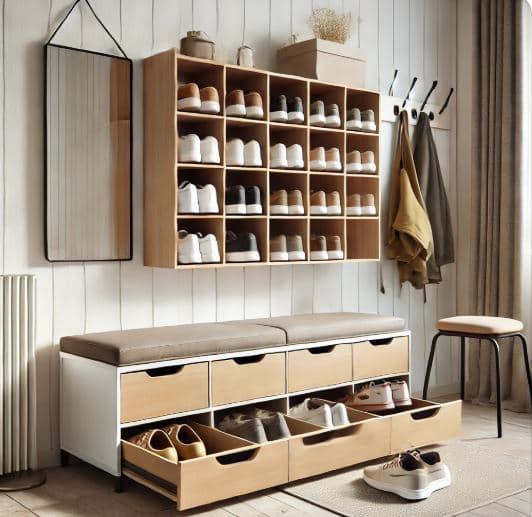 다용도 벤치로 수납과 인테리어를 동시에!