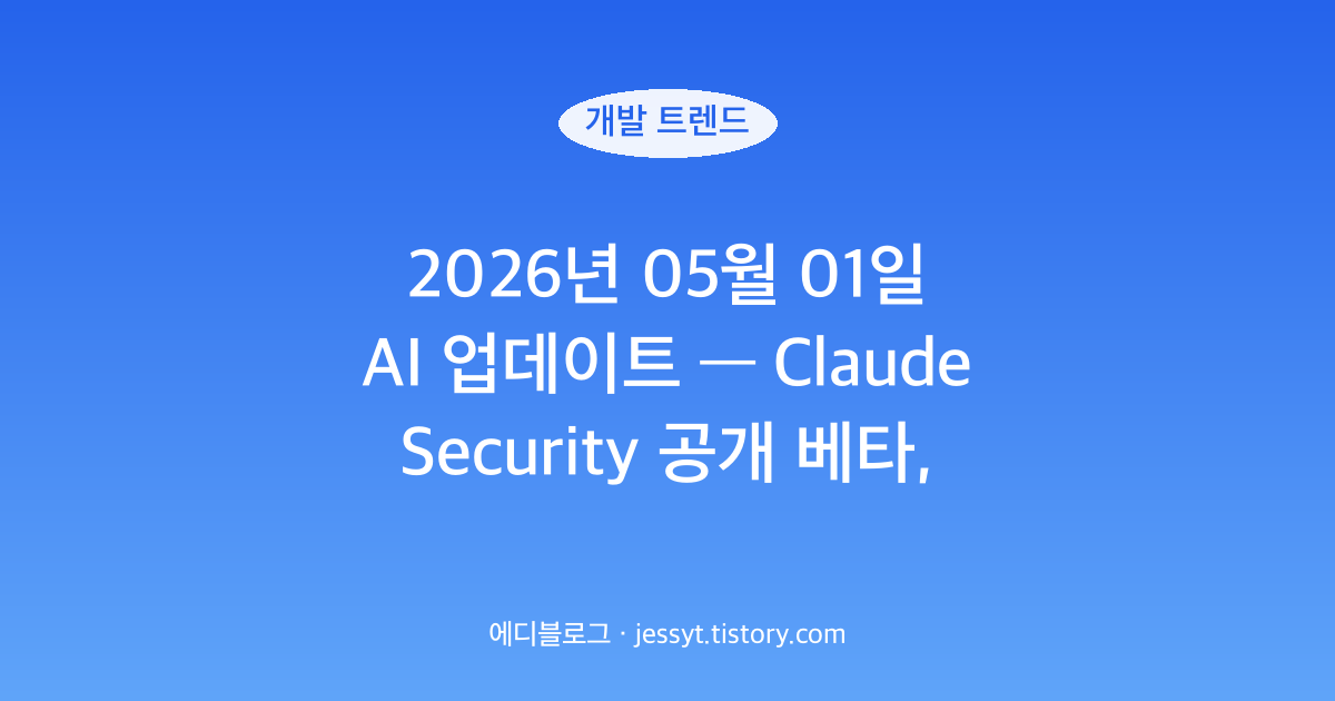 2026년 05월 01일 AI 업데이트 &mdash; Claude Security 공개 베타, Mistral Medium 3.5 출시, OpenAI Advanced Account Security