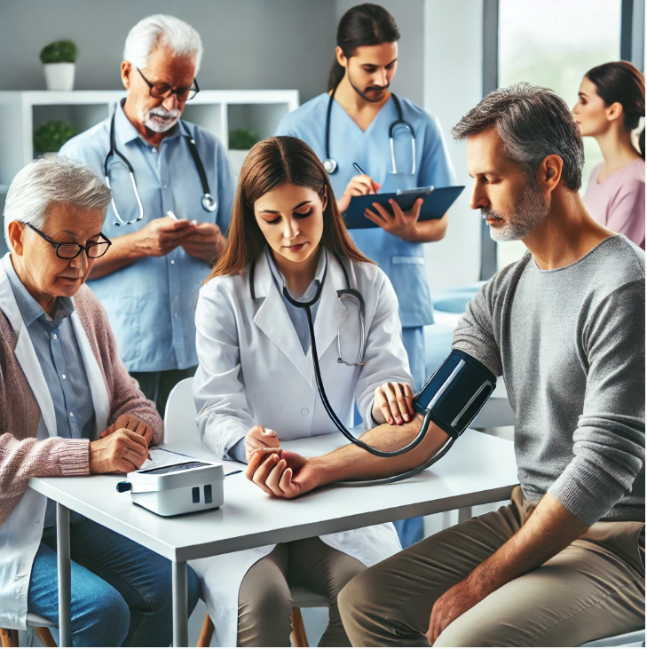 건강검진하는 남여 사진