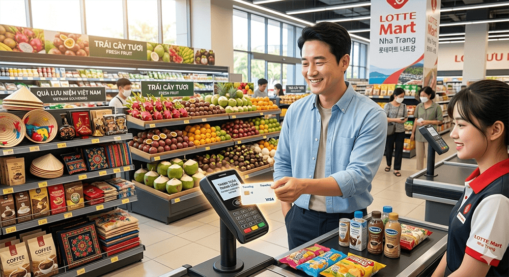 나트랑 롯데마트에서 현금 쓰면 손해? 트래블로그 비자(VISA) 카드 결제 실전 후기!