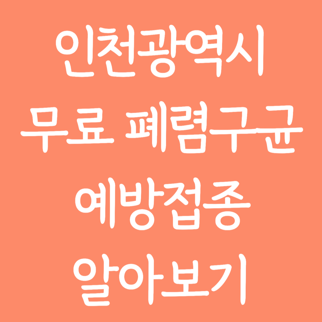 인천광역시 무료 폐렴구균 예방접종 알아보기