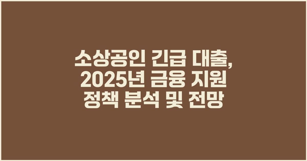 소상공인 긴급 대출, 금융 지원 정책 분석