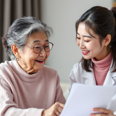 노인분이-서류를-보면-상담을-받는-모습