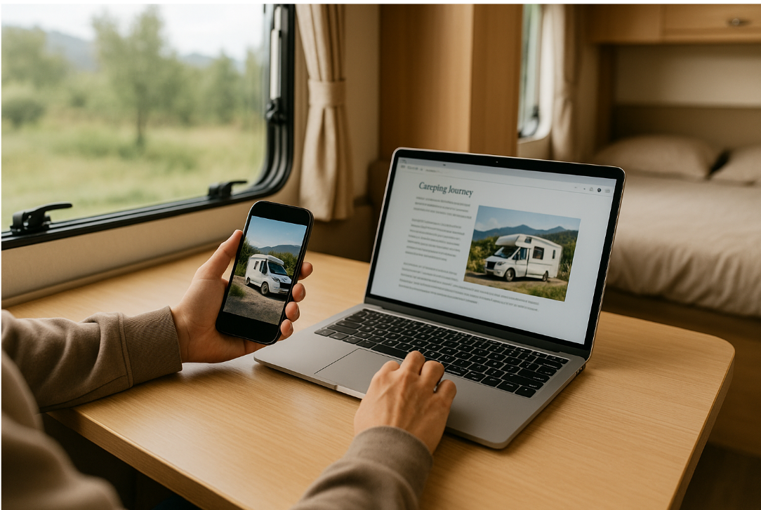 스마트폰이나 노트북으로 여행 기록