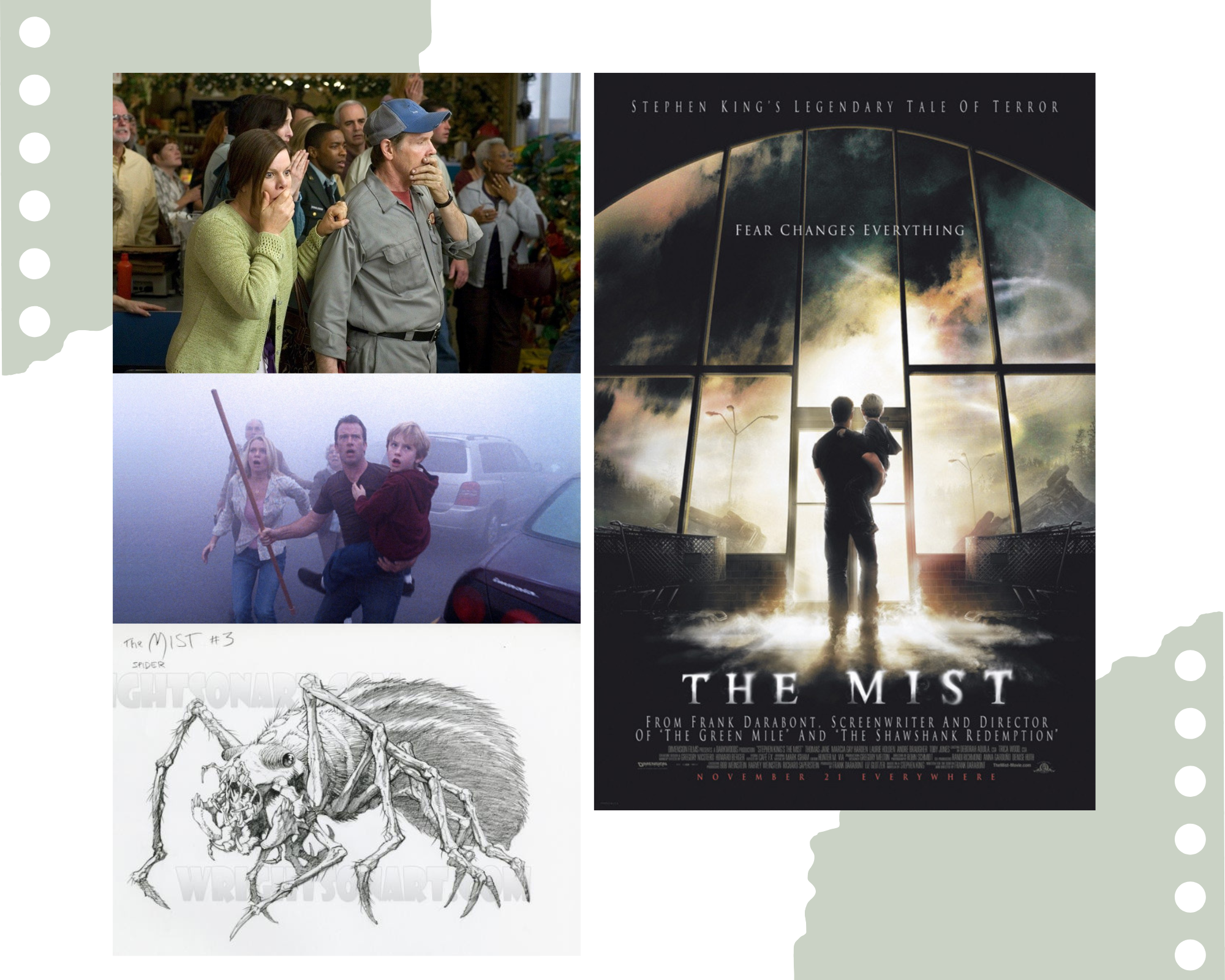 프랭크 다라본트 감독의 영화 「미스트」의 포스터와 스틸컷
