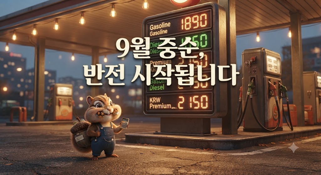 국내 기름값 상승 전환 시점을 안내하는 다랑이 캐릭터 이미지
