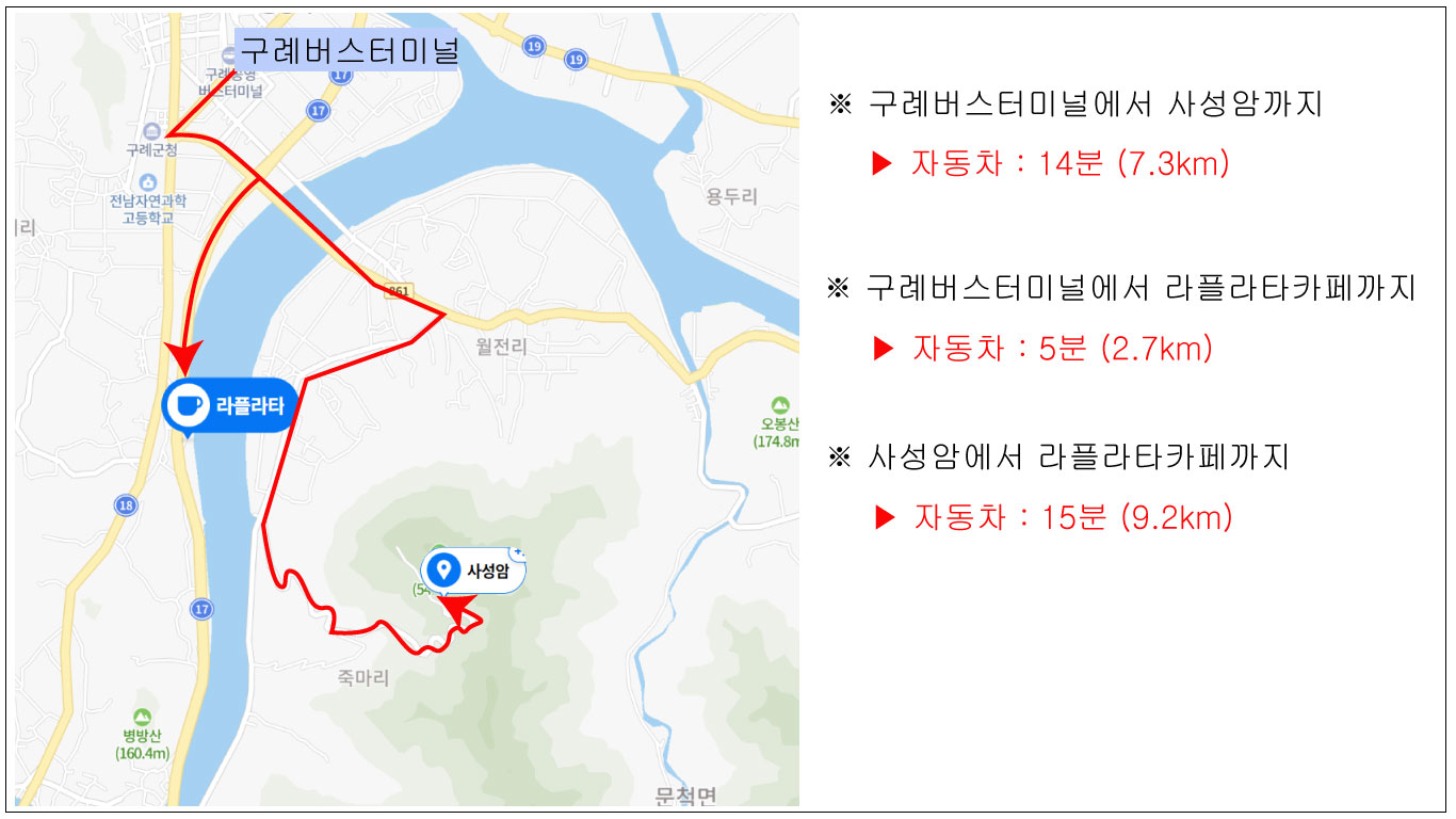 사성암에서 라플라타가는 노선 소개