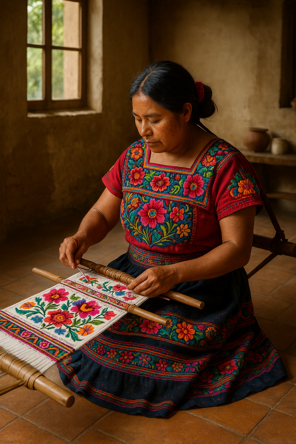 멕시코 자포텍족의 화려한 전통 드레스 우이필