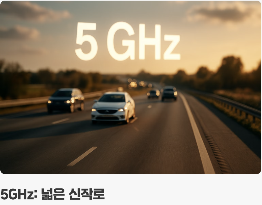 2.4GHz와 5GHz&amp;#44; 좁은 국도와 넓은 신작로