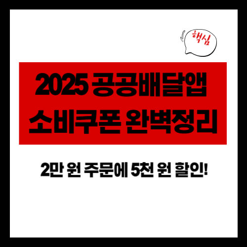 “2만 원 주문에 5천 원 할인!” 2025 공공배달앱 소비쿠폰 완벽정리